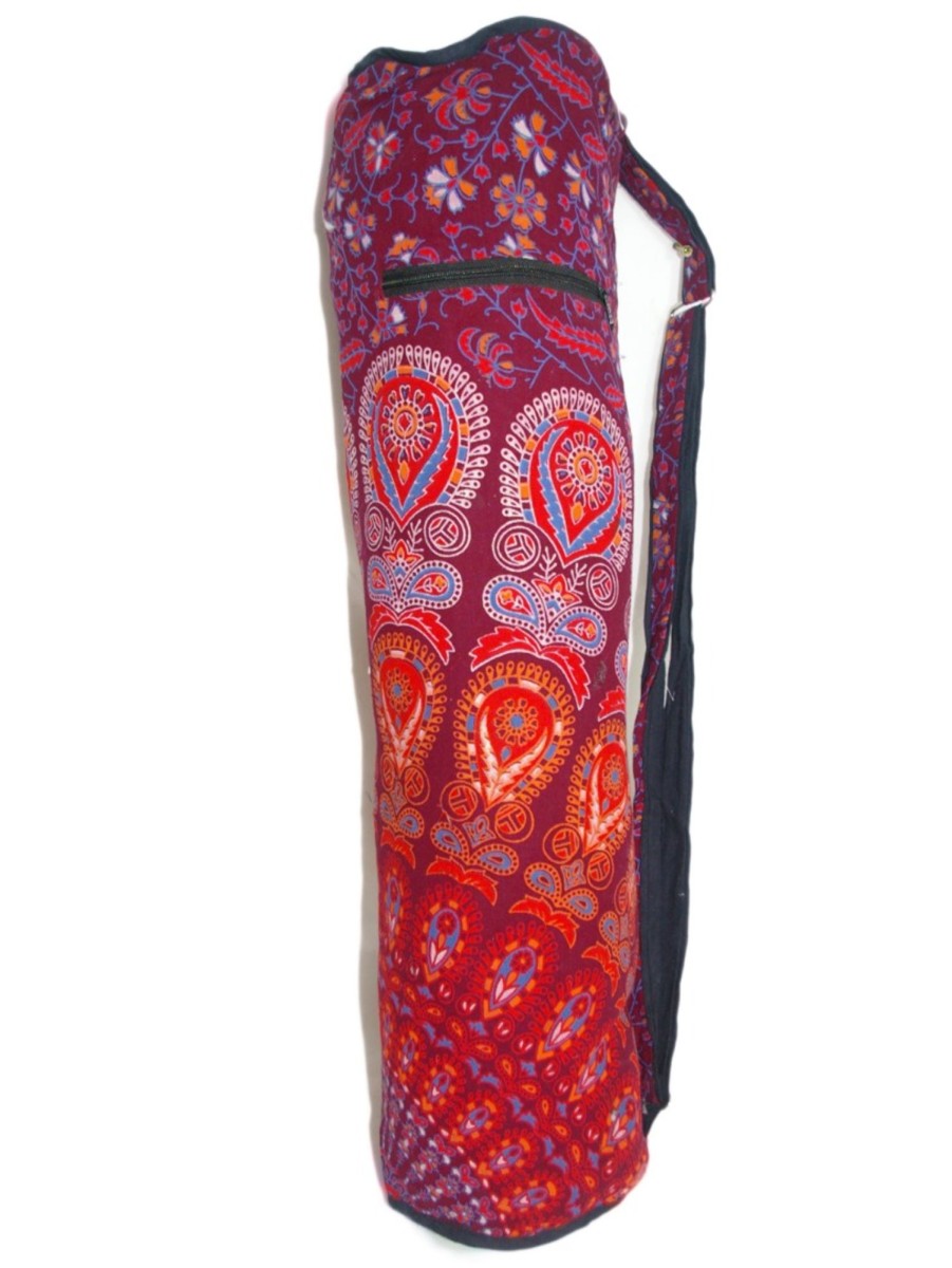 Yoga/Fitness Soul Destiny  Maroon Fair Trade Indian Handmade Brightly  Coloured Yoga Mat Bag 82Cm X 22Cm 100% Cotton - Petcaressale